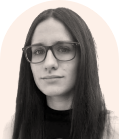 Smiling woman with glasses and long straight hair