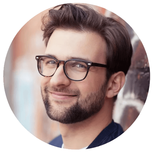 Smiling young man wearing glasses