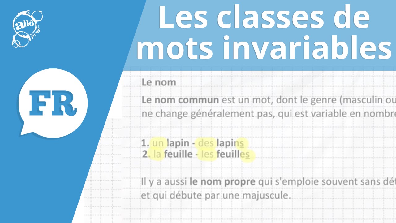 Allô prof - Les classes de mots invariables