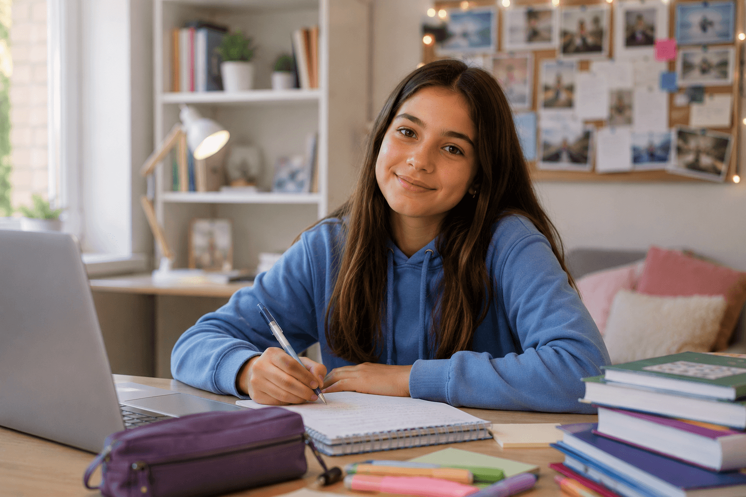 Élève de secondaire 1 se préparant à un examen d’admission au secondaire au Québec